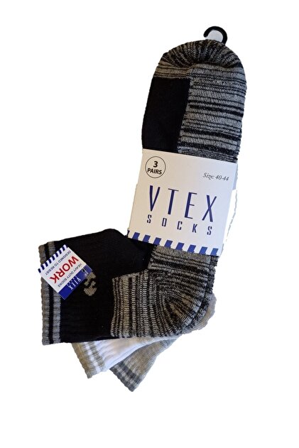 vtex socks 3lü Spor Çorap Havlu Tabanlı Ve Kaydırmaz Lastik Bant