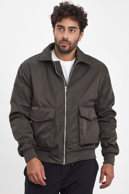 New season khaki green zippered bomber jacket mz56112