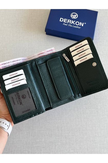 Violeta Model Orta Boy Hakiki Deri Yeşil Kadın Cüzdanı