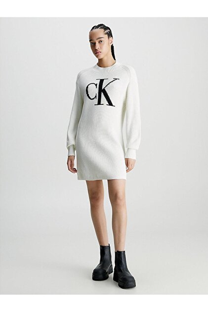 Calvin Klein Ck Intarsia - Comfortable Cut Women's Sweater Dress- Trendyol