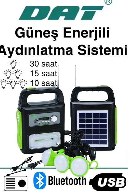 At-9038 Dat Güneş Enerjisi Aydınlatma Kiti - Şarj Edilebilir Çok Amaçlı Acil Durum Işığı Bağ Evi Köy