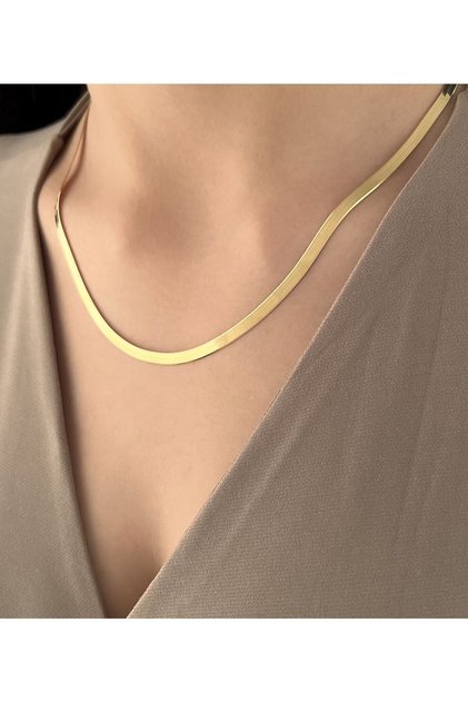 Italyan Balık Sırtı Zincir Kolye 14 Ayar Altın Kaplama
