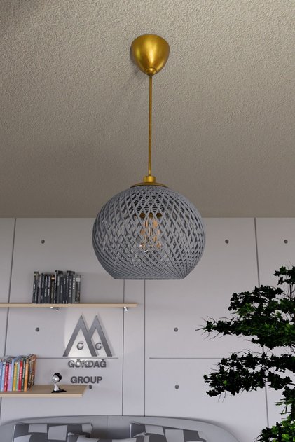 Balle Füme Sarkıt Top Avize Gold Kablo