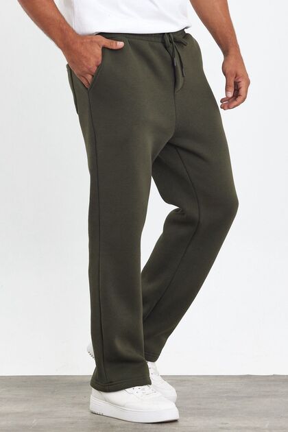 New Season Men's Baggy Loose Fit 3 Thread Threaded Khaki Green Sweatpants Mz73037
