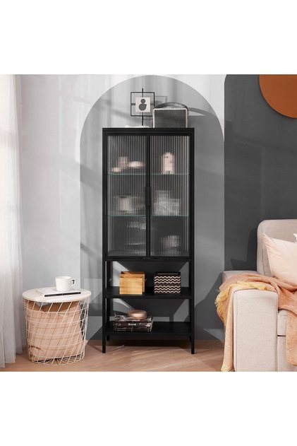 Vitrin, Antrasit, Sazlı Cam, Derinlik: 34 cm Yükseklik: 146 cm Genişlik: 60 cm
