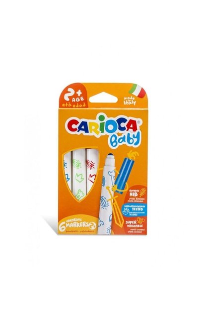 Jumbo Baby Super Washable Felt Tip Crayons 6 Pieces + 2 Years Old