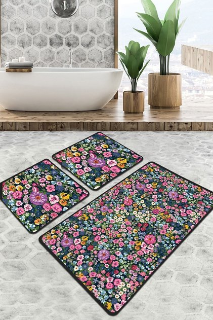 Antoryum Bathroom Rug Set of 3 Bathroom Mat Non-Slip Base Toilet Set