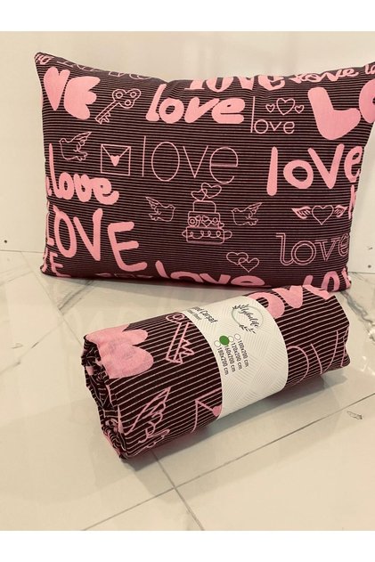 Uykulife Love Pattern Single Size Fitted Sheet Set