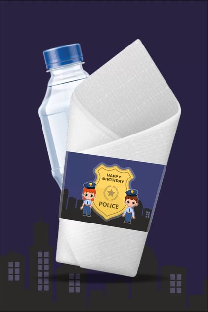 Police Themed Napkin Wraps 16 Pack