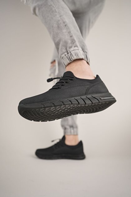 BlackSea Zerenyus Bağcıksız Unisex Siyah Ortapedik Spor Ayakkabı