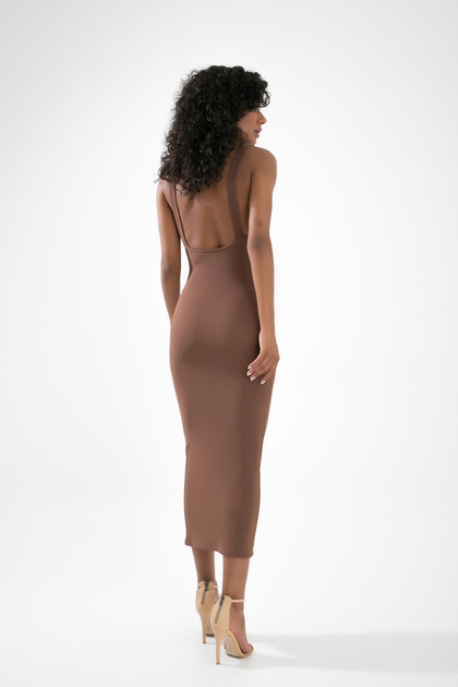 muub's Montenegro - Ribbed Backless Long Gathering Dress- Trendyol