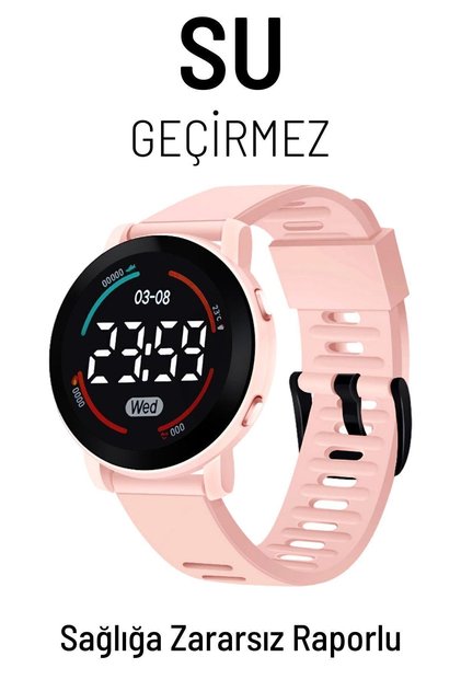 Akıllı Saat Görünümlü Led Ekranlı Su Geçirmez Dijital Çocuk Saati (pembe) Akıllı Saat Değildir
