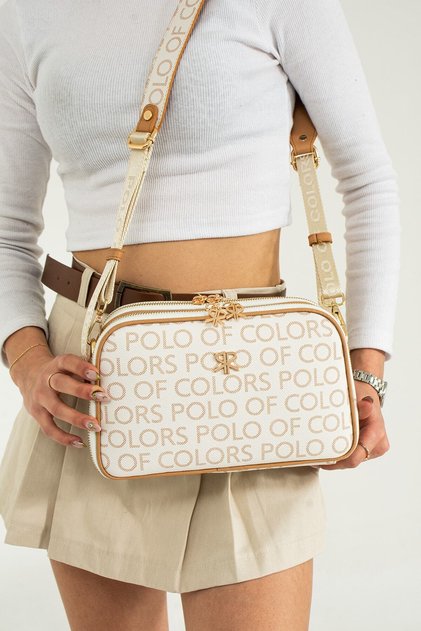 Lili Cream Camel Printed Three-Eye Women's Shoulder Bag 17x28 Size