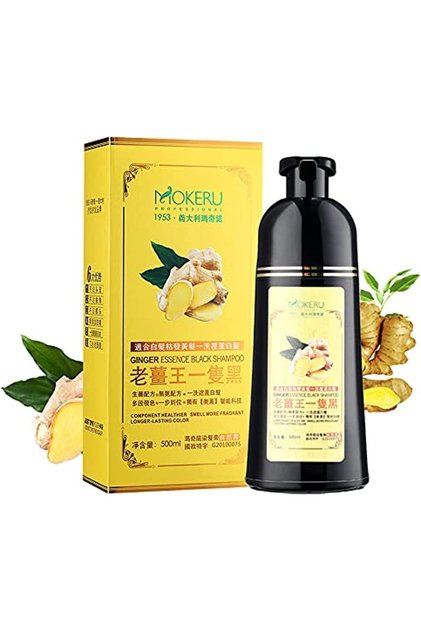 MOKERU Ginger Black Hair Shampoo Magic 5 minutes natural black hair dye Healthier Longer-Lasting