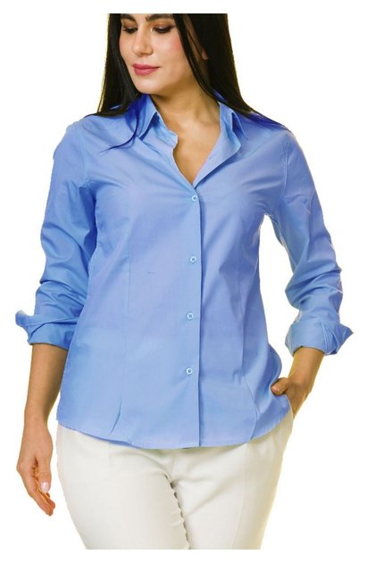 Sweet Blue Simple Basic Long Sleeve Women's Shirt