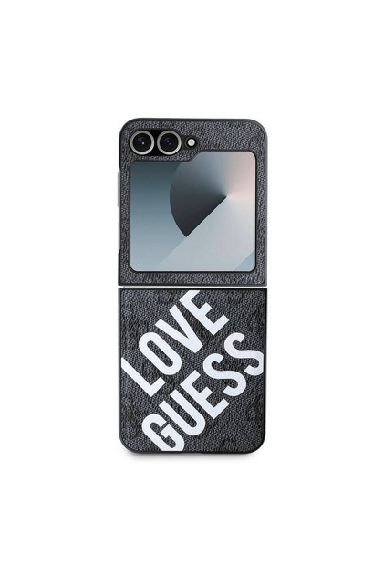 Galaxy Z Flip 6 Compatible Case Guess Licensed Love Guess Printing Cover Black