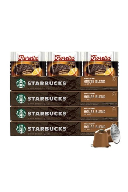 Uyumlu Starbucks 4 Adet 10'lu House Blend Lungo Kapsül Kahve Seti+fiorella Çikolata 3x20gr