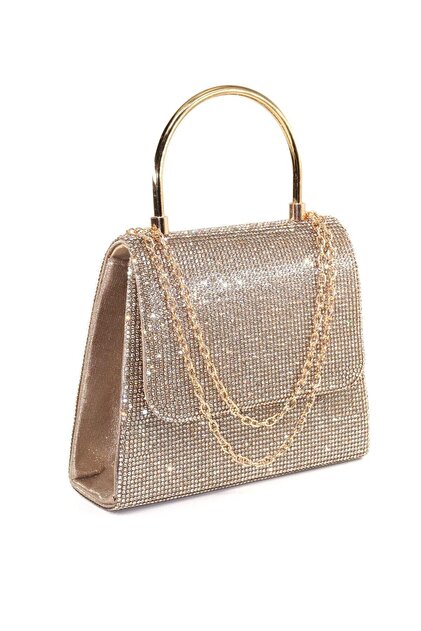 KEEBA Gold Colored Stone Detailed Women's Evening Dress Clutch Bag -  Suitable for Invitation Night- Trendyol