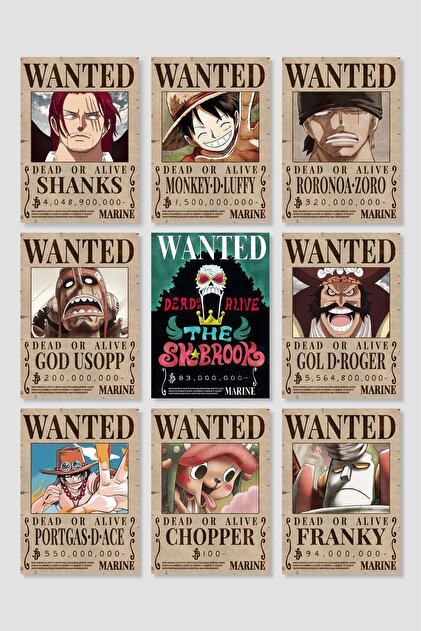 WANTED! & ONE PIECEセット postick One Piece Wanted 15'li Anime Poster Seti Kalın Parlak Kuşe