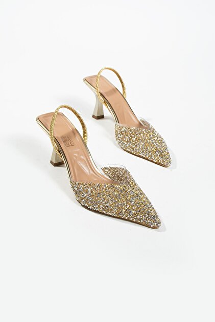 DUXAL SHOES London Cam Kırıntıları Detay Arkası Açık Topuklu