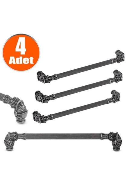 Alyans 224 Mm Eskitme Antik Gümüş Rustik Metal (4 ADET) Mobilya Mutfak Çekmece Dolap Kulpu Kulbu