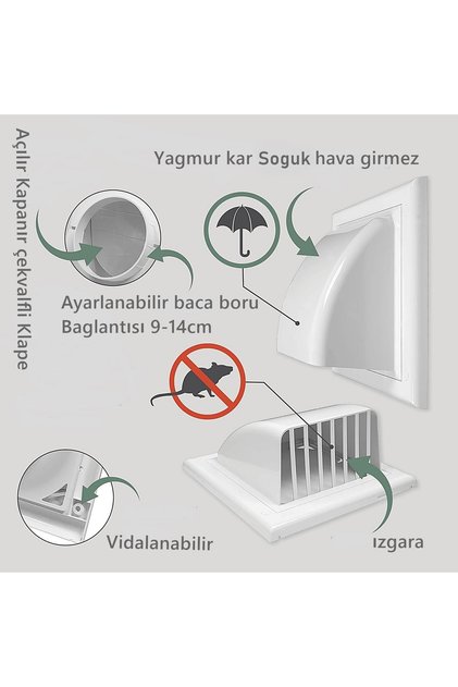Yapıtaşı Yt548 Kapamatik Aspiratör Davlumbaz baca çıkış Kapağı Klapesi Çekvalfli
