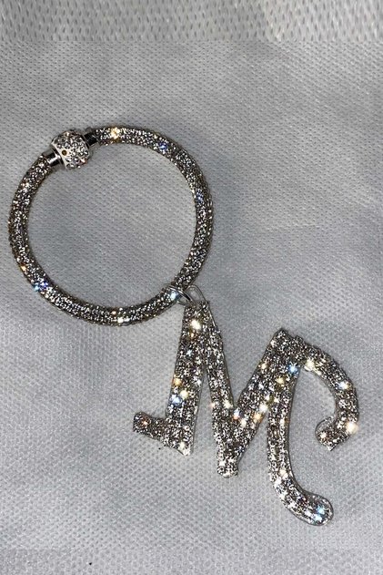 Stone Bracelet Keychain with Letter m