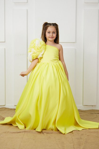 Yellow Rosetta Girl's Evening Dress
