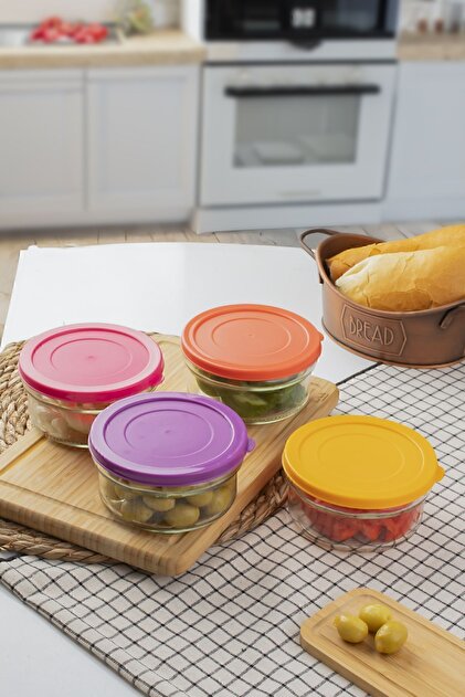 Paşabahçe Zuri 4 Lü Kahvaltılık Reçellik Çerezlik Renkli Kapaklı