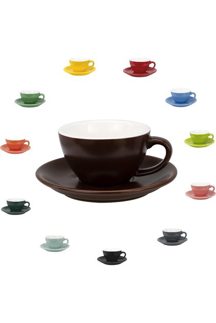 Coffee ceramic cup with plate 250ml Matt Brown For lattes drip coffee and tea