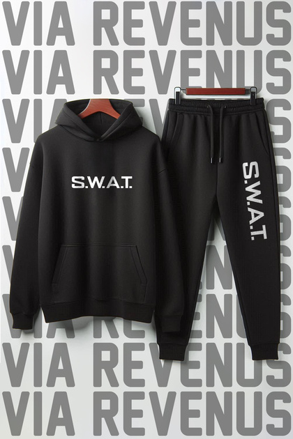 S.W.A.T. Printed Unisex Wide Fit Soft Fabric Hooded Tracksuit Set