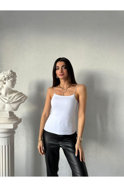White String Strap Long Tina Crop (51 cm)