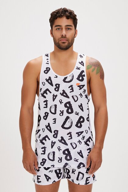 Bling white men's singlet
