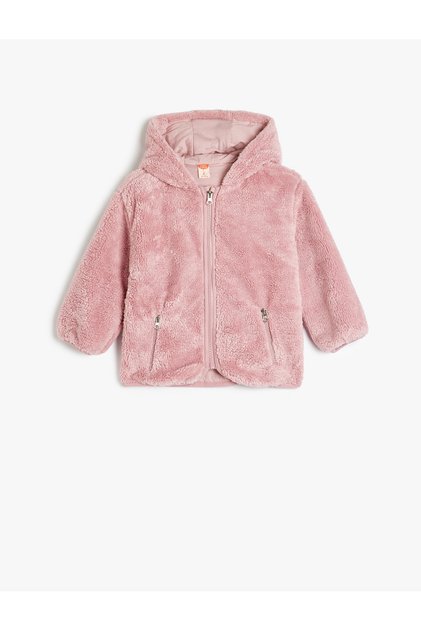Hooded Plush Jacket Zippered Long Sleeve