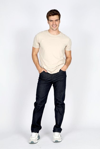 Rico High Waist Regular Fit Straight Leg Dark Blue Men's Jeans