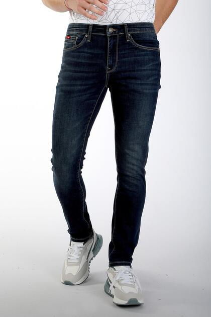 Jeff Normal Waist Slim Fit Very Narrow Leg Blue Men's Jean Trousers