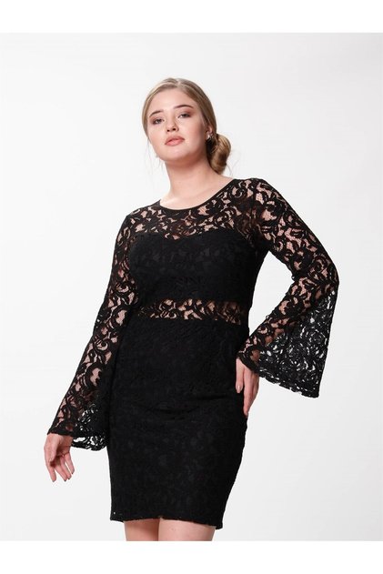 Flywheel Sleeve Lace Dress Black