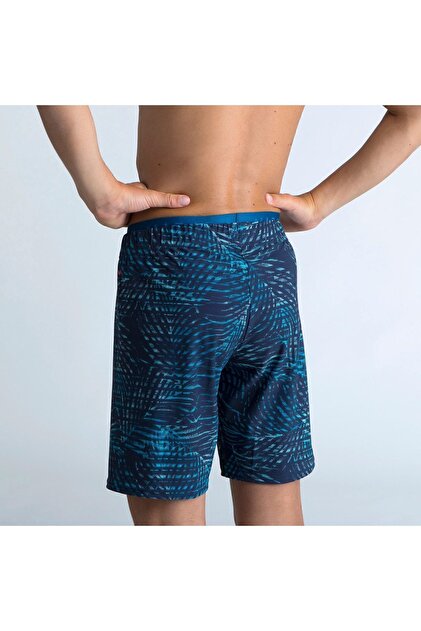 Decathlon Nabaiji Çocuk Uzun Yüzme Şortu - All Palm Desenli / Mavi