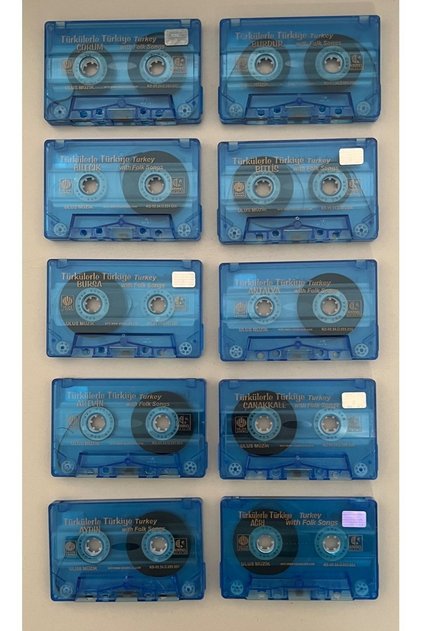 Decor Blue Color Cassette Period Printing 10 Pieces Music Cassette Decor Holder