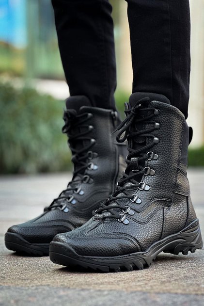 Felamur Military Style Tactical Boots Men's Boots - Black, Lace-Up and Zip