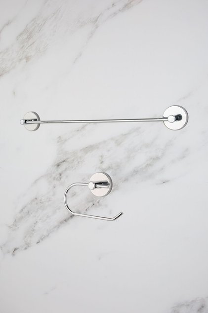 Chrome Long Towel Holder Open Toilet Napkin Holder Set of 2 Bathroom Accessories