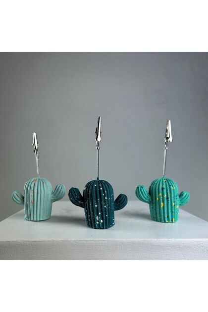 Mint Ice Green Dark Green Cactus Splash 3-Piece Note Holder Set