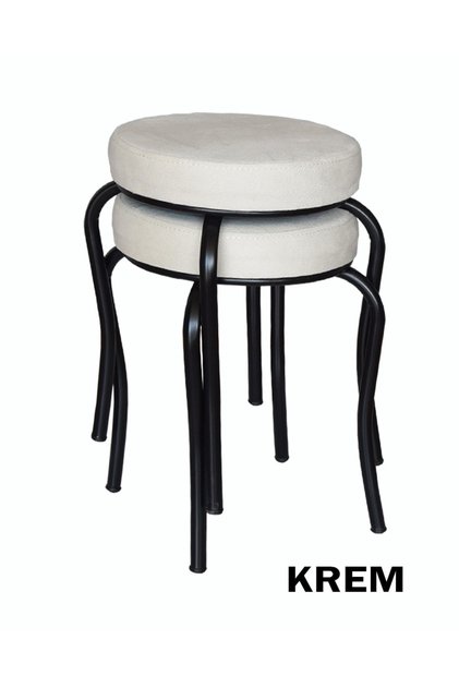 Tabure (2 ADET) (MONTELİ GÖNDERİM) Siyah Ayaklı, Taytüyü Kumaş, Metal Ahtapot