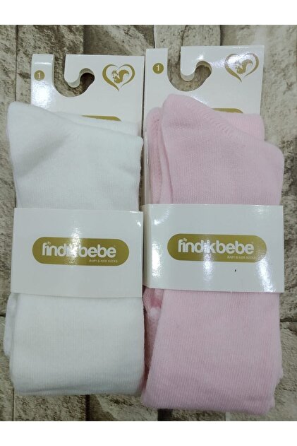 Yenidoğan Külotlu Bebe Çorabı Krem-pembe 2'li Set