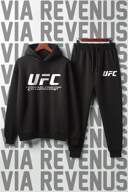 Ufc printed unisex wide fit soft fabric hooded tracksuit set