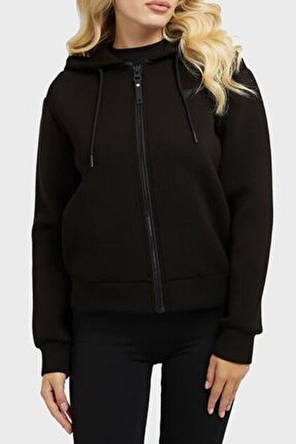 GUESS New Allie Scuba Zip – Felpa In Tessuto Subacqueo Donna, Con Logo In Rilievo Sulle Maniche - copertina