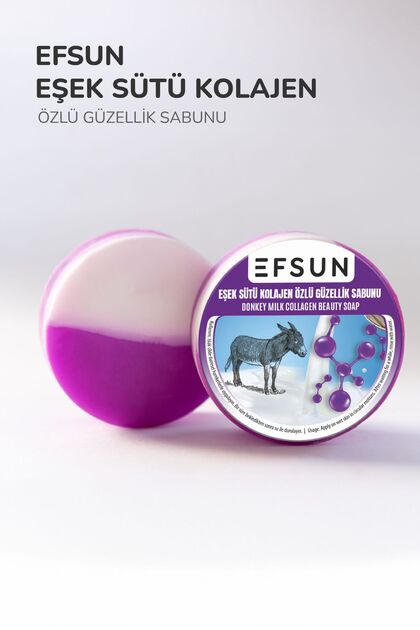 Natural Donkey Milk Collagen Extract Beauty Soap, Round Solid Soap with Donkey Milk Collagen 135 gr