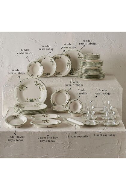 Julia Stoneware 50 Parça Sofra Seti Yeşil - 1
