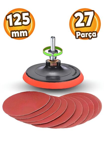 27 Parça Cırt Zımpara Kağıdı 125 Mm El Zımparaları Ucu Seti Matkap Aparatı Avuç Içi Spiral Taşlama