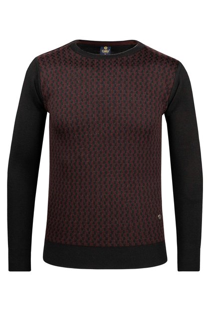 Men's Crew Neck Knitwear Black Sweater Patterned Steel Knit Classic Fit - 5006C